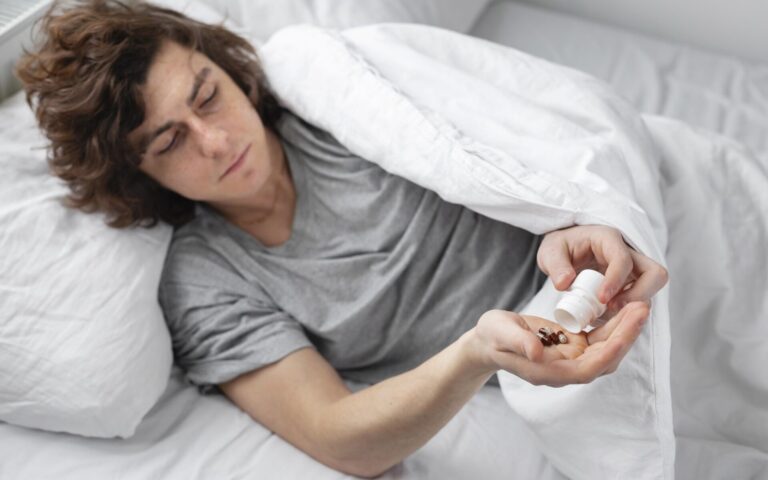 sick young man resting bed