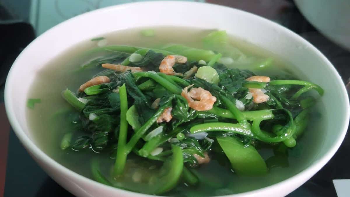 Canh rau mồng tơi nấu tôm