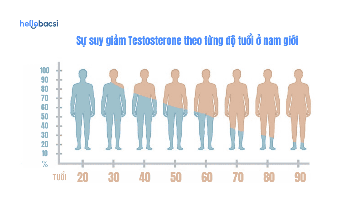 Nồng độ testosterone của đàn ông bắt đầu giảm dần sau tuổi 30