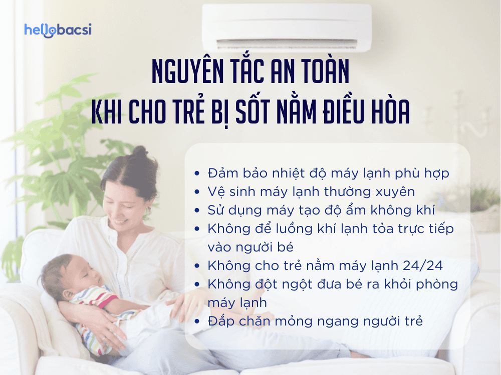 7 nguyên tắc an toàn khi cho trẻ bị sốt nằm điều hòa